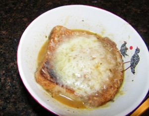 Not very pretty, but very tasty French onion soup